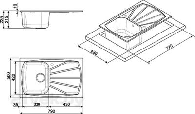 Мойка кухонная Smeg LSE791A-2 - габаритные размеры