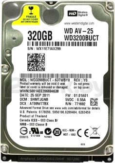 Жесткий диск Western Digital AV-25 320GB (WD3200BUCT) - вид сверху