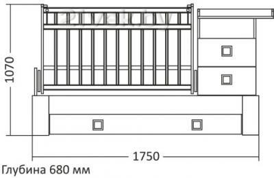 Детская кровать-трансформер СКВ 830038-9 (венге-бежевый) - размеры