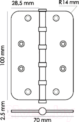 Петля дверная Morelli MS-C 100X70X2.5-4BB SN