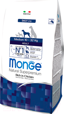 

Корм для собак Monge, Daily Medium Adult Rich in Chicken