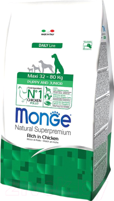 

Корм для собак Monge, Daily Maxi Puppy & Junior Rich in Chicken