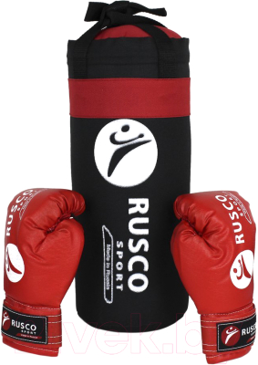Набор для бокса детский RuscoSport 6oz / RS031/0-6 (черный/красный)