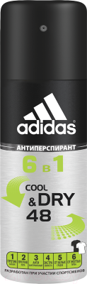 Антиперспирант-спрей Adidas Cool & Dry 6 в 1 48ч для мужчин (150мл)