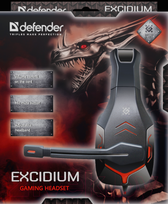 Наушники-гарнитура Defender Excidium / 64540 (черный/красный)
