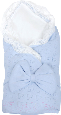 Набор на выписку Mam Baby Сердечки 4 с вязанным одеялом 90x90 (бязь, голубой)