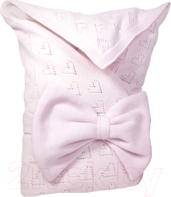 Набор на выписку Mam Baby Сердечки 4 с вязанным одеялом 90x90 (бязь, розовый)