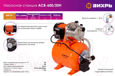 Насосная станция Вихрь АСВ-600/20Н (68/1/14)