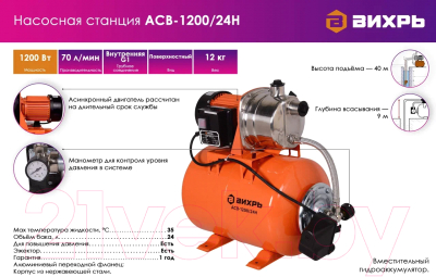 Насосная станция Вихрь АСВ-1200/24Н (68/1/6)