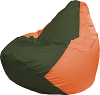 Бескаркасное кресло Flagman Груша Медиум Г1.1-56 (темно-оливковый/оранжевый) - 