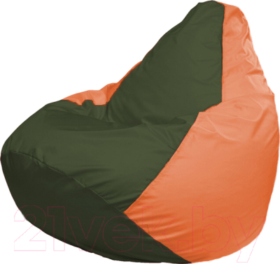Бескаркасное кресло Flagman Груша Медиум Г1.1-56 (темно-оливковый/оранжевый)