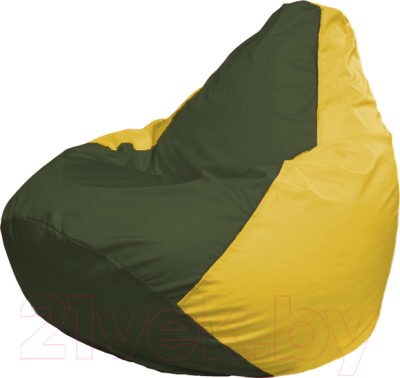 Бескаркасное кресло Flagman Груша Медиум Г1.1-57 (темно-оливковый/желтый)