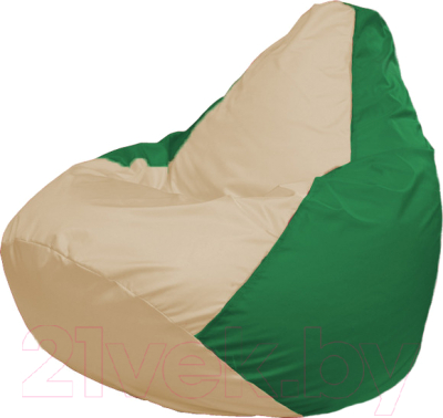 Бескаркасное кресло Flagman Груша Медиум Г1.1-147 (светло-бежевый/зеленый)
