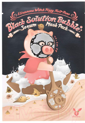 Маска для лица тканевая Elizavecca Witch Piggy Hell-Pore Black Solution Bubble (28г)