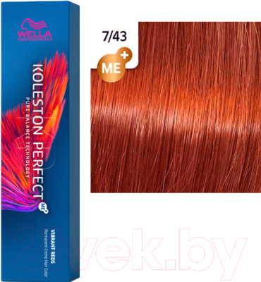 Крем-краска для волос Wella Professionals Koleston Perfect ME+ 7/43 (красный тициан)