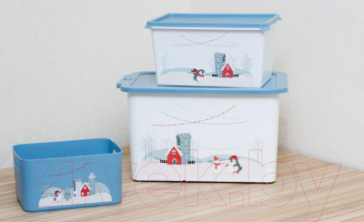 Набор контейнеров для хранения Berossi Christmas Б5 (3шт, васильковый)