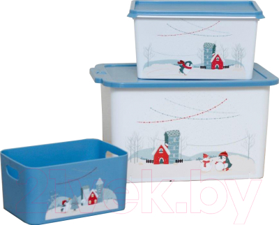 Набор контейнеров для хранения Berossi Christmas Б5 (3шт, васильковый)