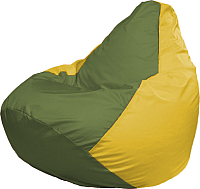 Бескаркасное кресло Flagman Груша Медиум Г1.1-228 (оливковый/желтый) - 