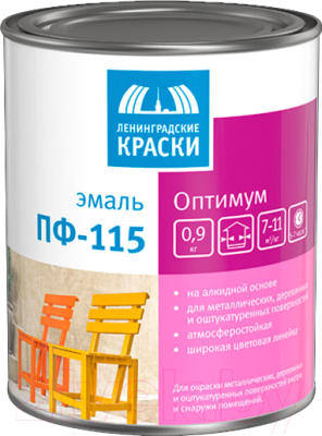 Эмаль Ленинградские краски Оптимум ПФ-115 глянцевая (1.9кг, темно-зеленый)