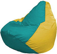 Бескаркасное кресло Flagman Груша Медиум Г1.1-313 (бирюзовый/жёлтый) - 
