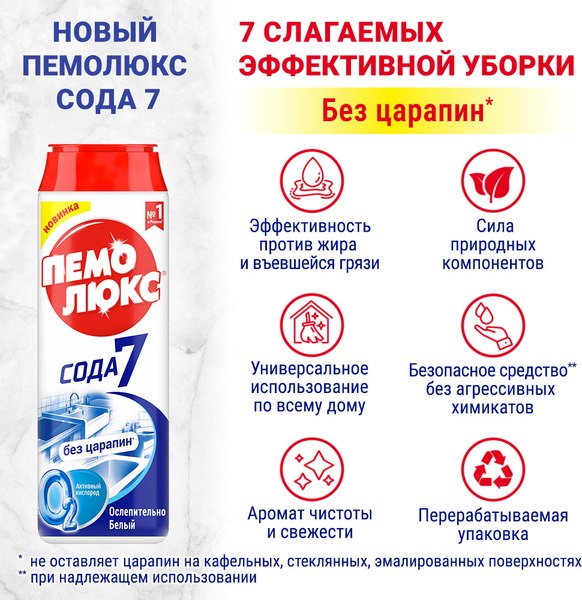 Универсальное чистящее средство Пемолюкс Ослепительно белый (480г)