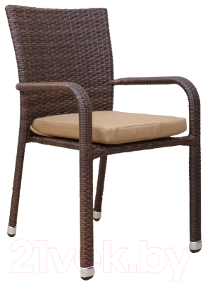 Кресло садовое Седия Montenegro с бежевой подушкой 60мм (алюминий/коричневый)