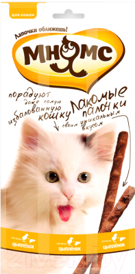 Лакомство для кошек Мнямс Лакомые палочки с цыпленком и печенью / 0062 (3х5г)