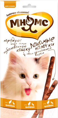 Лакомство для кошек Мнямс Лакомые палочки с цыпленком и уткой / 0055