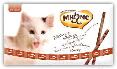 Лакомство для кошек Мнямс Лакомые палочки с говядиной и печенью / 0086 (3х5г)