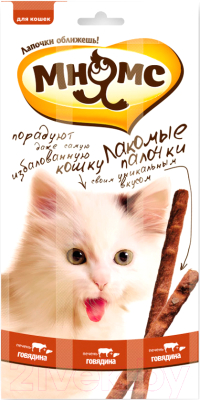 Лакомство для кошек Мнямс Лакомые палочки с говядиной и печенью / 0086 (3х5г)