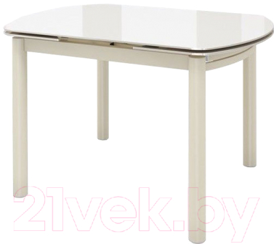 Обеденный стол Мамадома Римс раздвижной 105(155)x74 со стеклом (кремовый/кремовый)