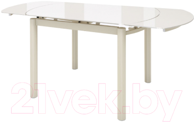 Обеденный стол Мамадома Римс раздвижной 105(155)x74 со стеклом (кремовый/кремовый)