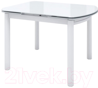 Обеденный стол Мамадома Римс раздвижной 105(155)x74 со стеклом (белый/белый)