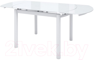 Обеденный стол Мамадома Римс раздвижной 105(155)x74 со стеклом (белый/белый)
