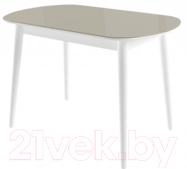 Обеденный стол Мамадома Бейз МХ раздвижной со стеклом 130(160)x80 (cерый/белый)