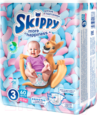 Подгузники детские Skippy More Happiness Plus 3 (60шт)