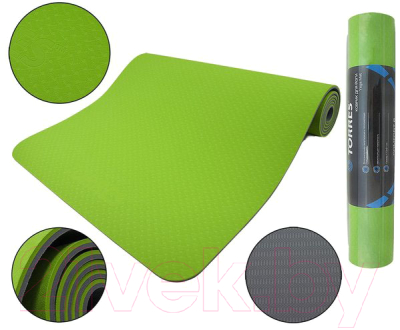 Коврик для йоги и фитнеса Torres Comfort 6 / YL10096 (зеленый/серый)