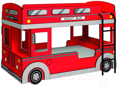 Двухъярусная кровать детская Глазов Автобус 1 (красный)