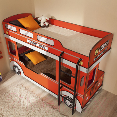 Двухъярусная кровать детская Глазов Автобус 1 (красный)