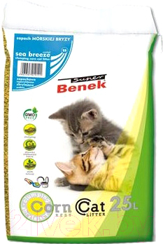 Наполнитель для туалета Super Benek Corn Cat Морской бриз (25л/15.7кг)