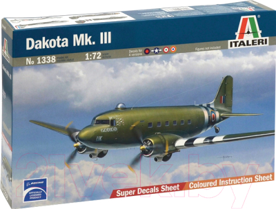 Сборная модель Italeri Военно-транспортный самолет Dakota MK.III 1:72 / 1338