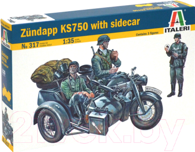 Сборная модель Italeri Мотоцикл Zundapp KS750 с фигурками солдат Вермахта 1:35 / 317