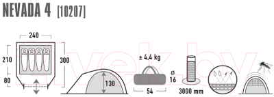 Палатка High Peak Nevada 4 / 10207 (темно-серый)