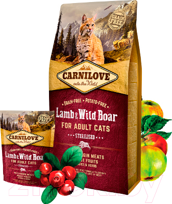Сухой корм для кошек Carnilove Lamb & Wild Boar for Adult Cats Sterilised / 512317 (2кг)