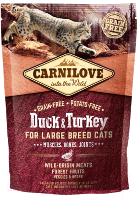 Сухой корм для кошек Carnilove Duck & Turkey for Large Breed Cats / 512775 (400г)