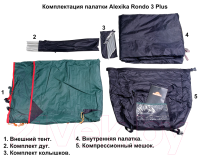Палатка Alexika Rondo 3 Plus / 9123.3901 (зеленый)