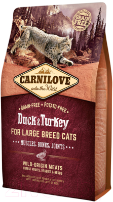 Сухой корм для кошек Carnilove Duck & Turkey for Large Breed Cats / 512768 (2кг)