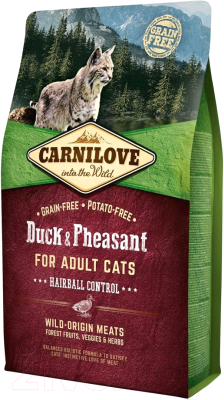 Сухой корм для кошек Carnilove Duck & Pheasant for Adult Cats Hairball Control / 512348 (2кг)