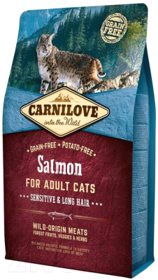 Сухой корм для кошек Carnilove Salmon for Adult Cats Sensitive & Long Hair / 512270 (6кг)