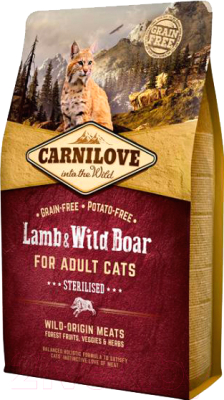 Сухой корм для кошек Carnilove Lamb & Wild Boar for Adult Cats Sterilised / 512300 (6кг)